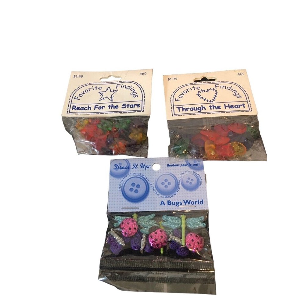 Favorite Findings Embellishments Mixed 3 Pk (incl appr 14 & 9 pc ea) Bundle NEW